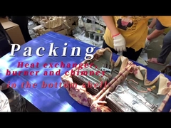 Verpakking van warmtewisselaar, brander en schoorsteen in de onderkant